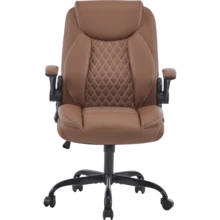 The Leather Seat Also Suits The Office Chairs In A Healthy Family Work Chair With Wheels And Back Padding, Which The Administration Rotates. Also Small, Swinging Play Chairs As Well As Brown - Brown - View 1