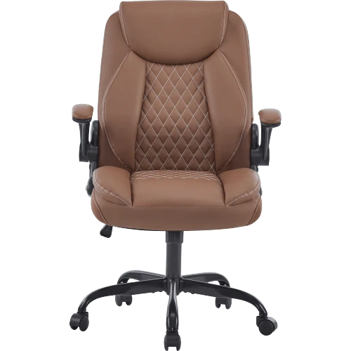 The Leather Seat Also Suits The Office Chairs In A Healthy Family Work Chair With Wheels And Back Padding, Which The Administration Rotates. Also Small, Swinging Play Chairs As Well As Brown - Brown - View 1