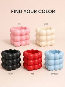 Cute Bubble Shaped Makeup Brush Storage Box, Compact Makeup Tool Organizer, Desktop Makeup Tool Rack; Suitable For Storing Makeup Brushes, Eyebrow Pencils, Eyeliner Pencils, Lip Liners And Nail Art Tools; Soft Pastel Color Desktop Decor, Suitable For Women And Girls Use. - Multicolor - View 5