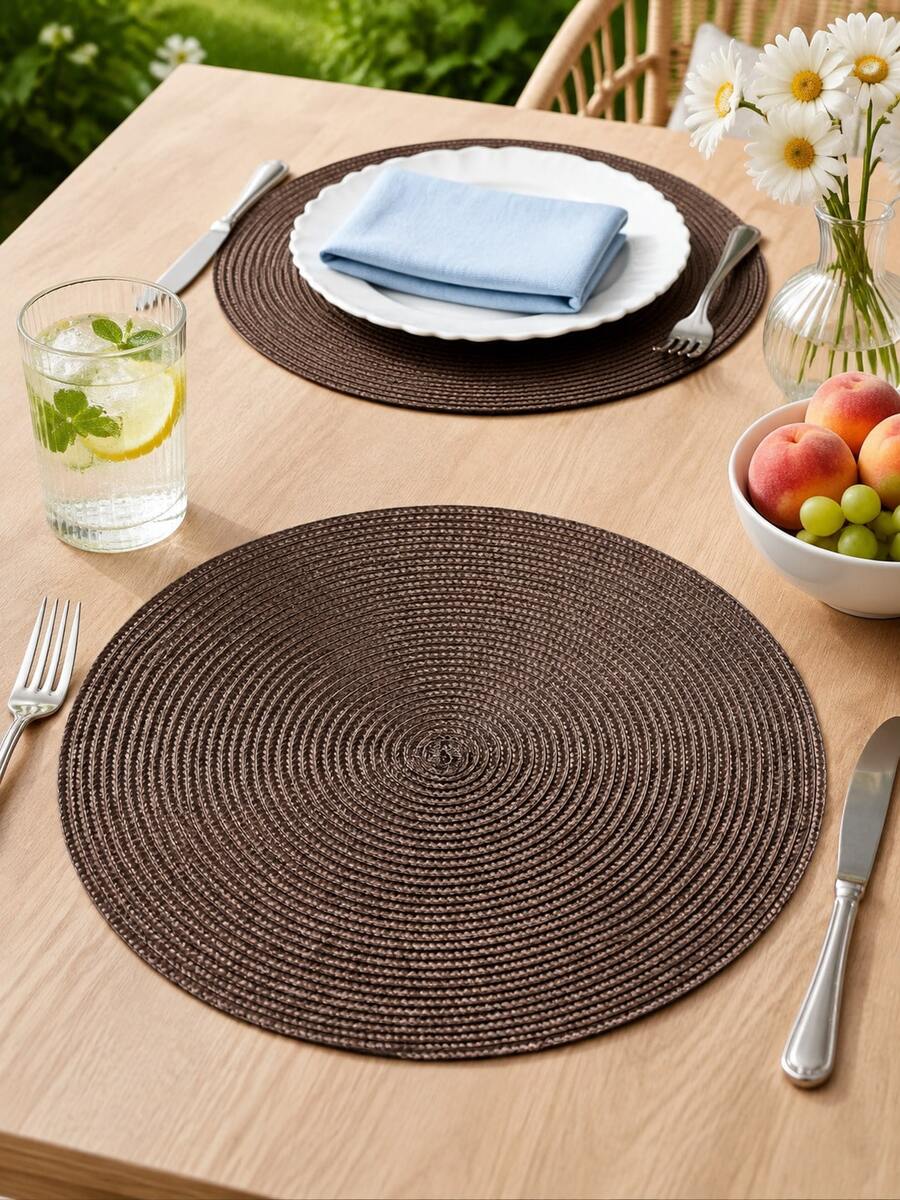 30/38 cm brūns plastmasas roku darbs galda paliktnis, 12 cm paliktnis, apaļš austs galda paliktnis, karstumizturīgs, dekoratīvs galda paliktnis, pieejamas vairākas krāsas, galda paliktnis, grumbu izturīgs galda paliktnis, piemērots dzimšanas dienām, Ziemassvētkiem, Helovīnam