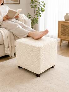1PC Wave Jacquard Square Ottoman Stool Cover Elastic All-Inclusive Solid Color Footrest Cover Sofa Foot Stool Seat Slipcover For Living Room - Multicolor - View 6