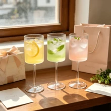12/6/2/1pc Acrylic Plastic Transparent Striped Cylindrical High Foot Goblets, Suitable For Friends Gathering, Wedding, Banquet, Holiday, Birthday Party - View 4