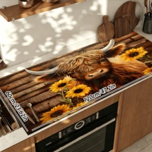 1pc Cute Highland Cow & Sunflower Print Dish Drying Mat, Coffee Machine Mat, Absorbent Quick-Drying, Countertop Protection, Suitable For Home Kitchen, Tea & Beverage Preparation, Autumn Harvest Festival, Daily Warm Dining Decor, Multi-Purpose Drying Mat, Home Gift, Tabletop Decoration - XYLSD-1085 - View 15