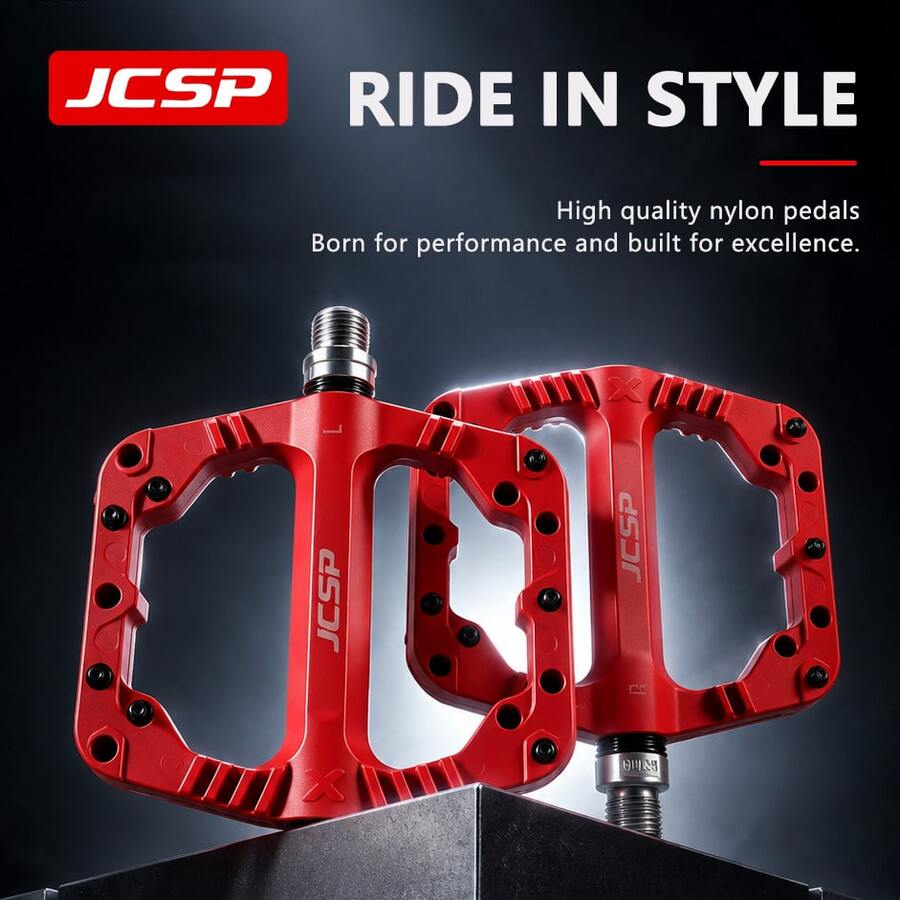 JCSP Bicycle Anti-Slip Pedals, Nylon Wide Pedals, Detachable Metal Anti-Slip Spikes, Suitable For Various Bicycles, Wide Pedal Surface, Bicycle Pedals - Multicolor - View 1