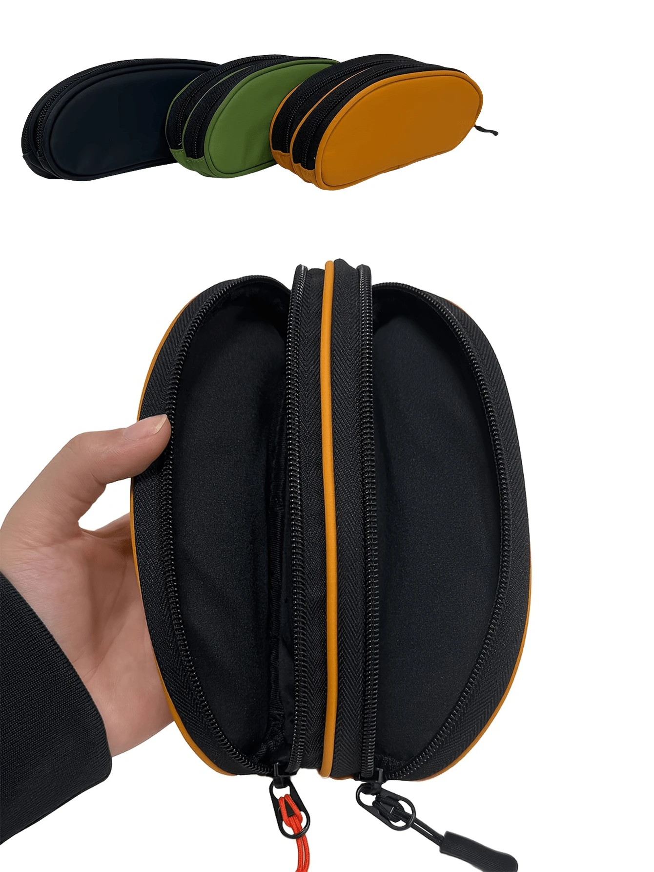 Double Layer Glasses Storage Bag, Soft Material With Zipper And Hook, Unisex Portable Double Zipper Glasses Storage Pouch, Suitable For Storing Glasses - Multicolor - View 1