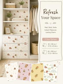 SUPSTICKER Capybara Pattern Peel And Stick Wallpaper, 4 Styles Available, 17.72x47.24 Inches/17.72x118.11 Inches, Suitable For Bedroom, Closet And Furniture Decoration - 1PC - View 1