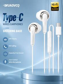 YUAOVCQ Wired In-Ear Headphones, Large Dynamic Driver Unit HiFi Sound Quality, High-Definition Call Microphone, 3.5mm Or Type-C Interface, Comfortable Fit, 1.2m Wired Earphones, Suitable For Smartphones, Computers, Game Consoles - View 12