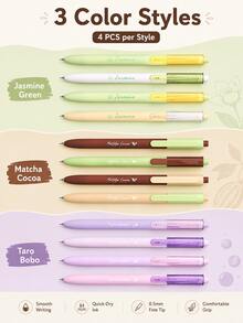4pcs/Box Milk Tea Series Retractable Gel Pens Set, CS Tip Quick-Dry Black Ink Water-Based Pens, Cute Japanese Style Smooth Writing Pens For Students, Exam Prep, School Supplies & Office Stationery - Multiple Options Available - View 7