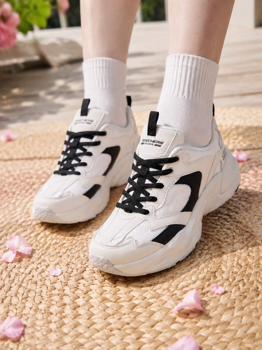 Skechers 女鞋休閒鞋D'LITES系列繫帶 運動鞋日常輕便舒適運動鞋旅遊鞋 117365-BLK - 黑色 - 查看 1
