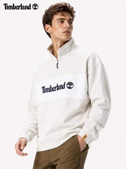 Timberland New Men's Outdoor Sports Commute Loose Fit Stand Collar Pullover Casual Knit Sweatshirt