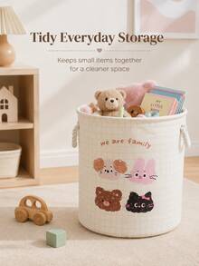 Fabric Storage Basket With Rope Handles, Animal Print Round Storage Box, Open Top Storage Bin, Can Store Clothes, Blankets, Books And Daily Items, Suitable For Bedroom, Living Room, Game Room And Dorm Storage Decorative Storage Basket - Multicolor - View 5