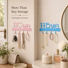 1pc Love Heart Wall Mounted Key Holder, 4-Hook Decorative Organizer With Screws For Keys, Jewelry, Lanyards, Entryway Bedroom Living Room Home Decor Storage Rack - Multicolor - View 6