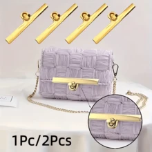 1Pc/2Pcs Zinc Alloy Women's Bag Twist Lock, Rotating Long Bar Buckle, Bag Twist Lock Replacement Part, Hardware Accessories, Wallet Making, DIY Wallet Making - Multicolor - View 2