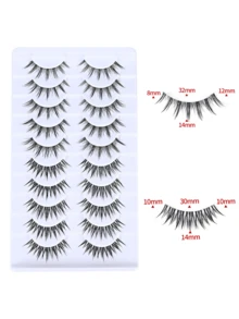 Wispy 10 Pairs Mixed Color False Eyelash Clusters Set, Curly Soft Single Cluster Lashes, Transparent Invisible Stem, 3D Faux Mink DIY Reusable, Suitable For Daily Eye Makeup - Black - View 7