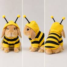 BVEOYPET 1 buah Kaos Hoodie Motif Lebah Lucu, Cocok untuk Kelinci, Kucing, dan Anjing Kecil, Pullover Garis-garis Kuning dan Hitam, dengan Antena Pom Pom, Kostum Foto Pesta Halloween Hewan Peliharaan yang Menyenangkan - MultiWarna - View 4