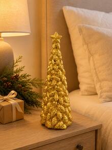 1pc Gold Tabletop Christmas Tree Decor, Textured Xmas Tree Figurine With Elegant Metallic Finish, Luxury Holiday Centerpiece For Shelf Mantel Dining Table Living Room - Multiple Models 2 - View 7