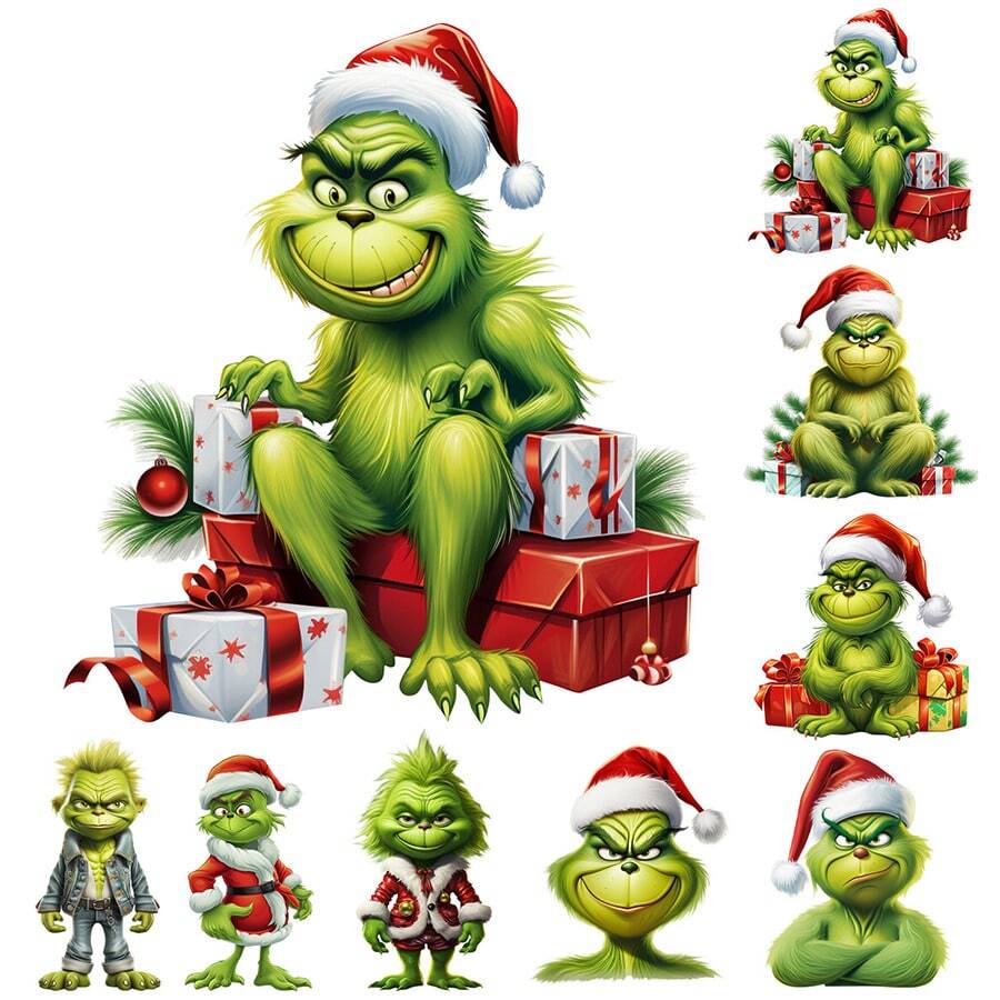 Panini Grinch Sitting On Gift Box Acrylic Christmas Ornament, Flat Character Pendant With Hanging Rope, Suitable For Christmas Tree, Home And Car Interior Decoration - Random Styles - View 1