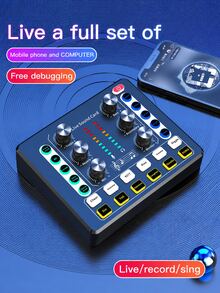 Live Streaming Sound Card Audio Mixer, 12 Sound Effects, Intelligent Noise Reduction, Voice Changer, High/Low Tone & Reverb Adjustment, Plug And Play USB Audio Interface, Suitable For Live Streaming, Karaoke, Gaming, Recording, Music, Unisex Gift - View 3