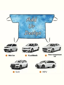 1pc Custom Windshield Cover With Your Photo/ Logo, Durable Fabric Polyester Material, Universal Fit For All Vehicles, Winter Snow Frost Shield, Flexible Design, Easy To Install For Winter Automotive Use - Universal - View 5