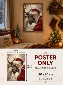 SUPSTICKER Christmas Wall Art Poster, Santa Reindeer Nutcracker Snowy Cabin Print, Holiday Decor For Living Room Bedroom Entryway, 3 Styles - Christmas - View 15