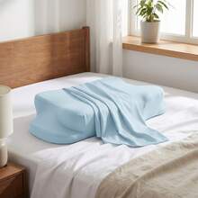 1 buah Sarung Bantal Sejuk & Bernapas, Sarung Bantal Kupu-kupu Warna Polos Minimalis, Desain Resleting Tersembunyi Halus, Sarung Bantal Dapat Dicuci dengan Mesin - 24,4*16,3 inci - Baby Blue - View 5
