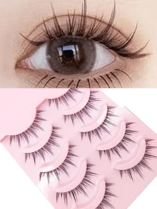 5 Pairs Eyelash Cluster Set, Voluminous Curly Soft Single Cluster False Eyelashes, 3D Faux Mink DIY Cluster Lashes, Reusable Comfortable Style, Suitable For Daily Eye Makeup - Black - View 2