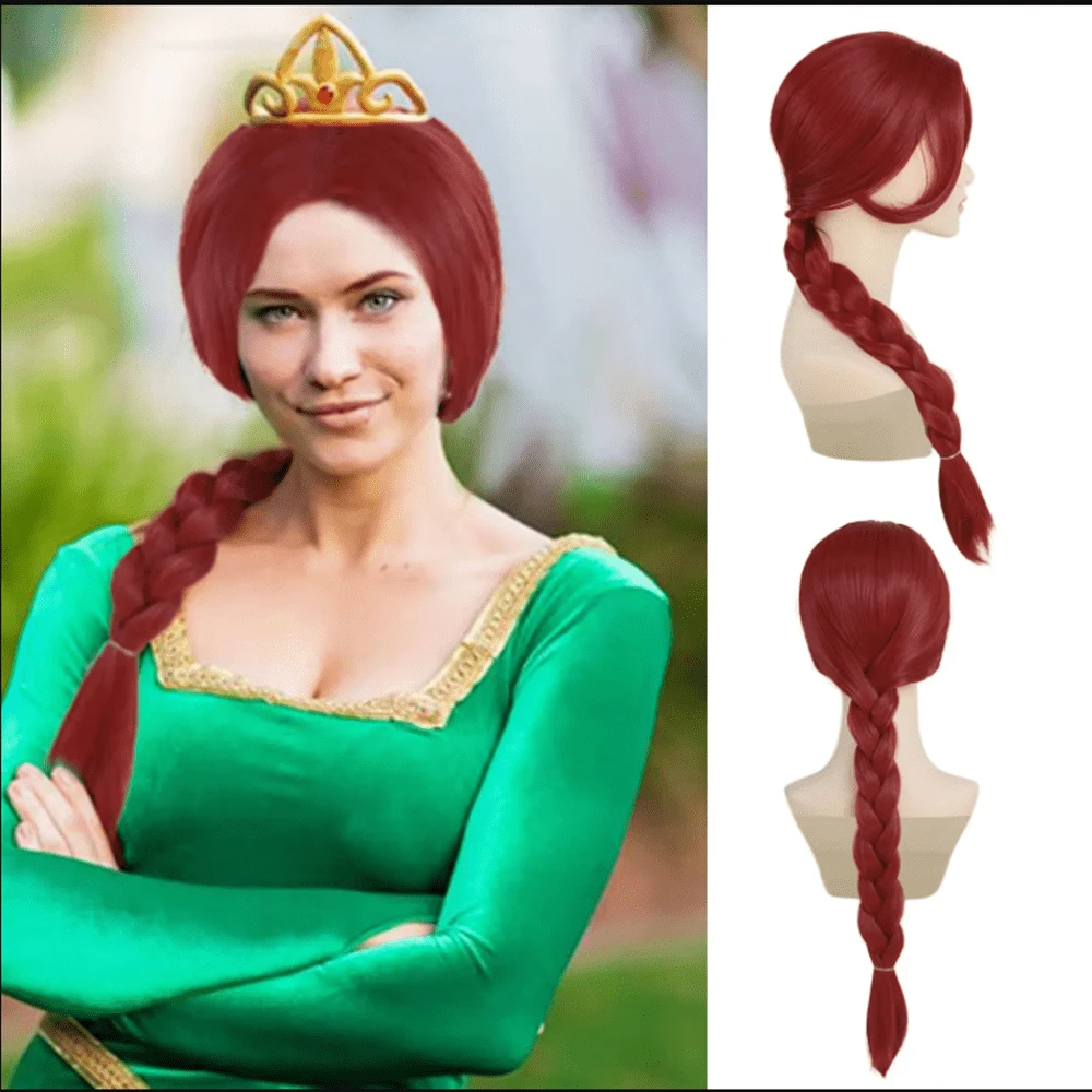 Monster Princess Fiona Cosplay Wig Braided Wig - Burgundy - View 1