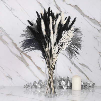 102 Stems Black Pampas Grass – Dried Flower Bouquet, Phragmites For Halloween, Boho Wedding, Party & Rustic Autumn Indoor Decor