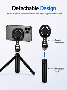 MIAOTU Tripod Ponsel Magnetik Portabel, 2-in-1 Dudukan Meja dan Pegangan Genggam, Dengan Antarmuka Sekrup 1/4", Cocok untuk Ponsel Pintar, Kamera, dan Lampu Pengisi, untuk Pemotretan Vlog, Selfie, Panggilan Video, dan Siaran Langsung - View 5