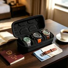 1‑5 Grid Black Watch Organizer,Hard‑Shell Watch Storage Box With Flip Cover And Comfort‑Grip Handle,Heavy‑Duty Protective Watch Case,Scratch‑Resistant&Shock‑Absorbent Design,Portable Practical Watch Display Holder For Men&Women,For Travel Or Home Use - Black - View 15