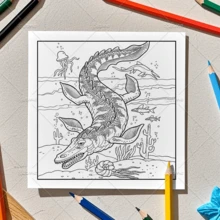 Prehistoric Creatures Mystery Coloring Book For Adults Teens, Large Print Dinosaur Colouring Book With T‑Rex Triceratops Stegosaurus Brachiosaurus, Jurassic Prehistoric Wildlife Theme, 120g Thick Inner Pages, Stress Relief Relaxing Colouring Pages - Prehistoric Creatures - View 7
