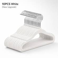 10/20pcs Multi-Color Flocked Hangers With Hooks, Non-Slip Flocked Space-Saving Stackable Hangers, Suitable For Shirts, Dresses, Pants And Coats, Durable Non-Shedding Thin Wardrobe Storage Hanging Rack Set, Suitable For Closet, Bedroom, Dorm, Apartment And Home - Multicolor - View 12