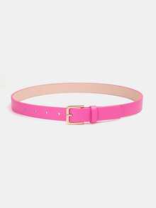 1 pieza/3 piezas Cinturón de mujer con hebilla cuadrada dorada, versátil y de moda, de PU multicolor, adecuado para uso diario - Beis - Ver 5