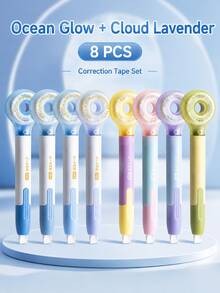4pcs/Box Pen-Style Correction Tape Set, Cute Retractable White Out Tape, Large Capacity Silent Correction Roller For Girls, Middle School & High School Students, School Supplies - Multiple Options Available - View 12