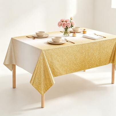 1pc 137*274CM/54*108IN Disposable Tablecloth For Party Decoration, Gold Powder Purple Blue Burgundy Pattern Tablecloth, Suitable For Various Theme Parties And Daily Use