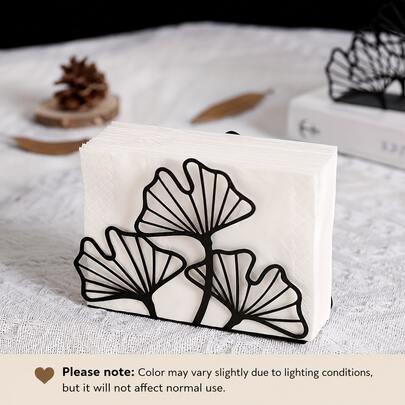 Elegant Ginkgo Leaf Metal Napkin Holder - No Assembly Required, Modern Tabletop Decor, Exquisite Metal Texture, Suitable For Restaurants, Coffee Tables, Hotels Or Home And Commercial Spaces - Minimalist Centerpiece, High-End Tableware Accessory, Modern Aesthetic Design, High-Quality Surface Finish, Hospitality Industry Decor Organizer