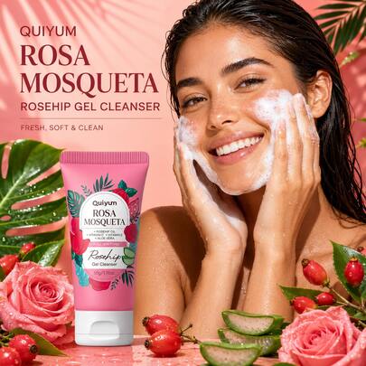 1 Pièce Nettoyant Gel à l'Églantier QUIYUM, 50g Nettoyant Hydratant Anti-rides Améliore les Muscles pour Femmes, Maman, Épouse, Sœur, Adolescente, Petite Amie