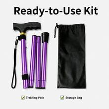 Unisex Foldable Hiking Poles, Lightweight Adjustable Telescopic Walking Sticks With T-Shaped Thickened Handle, Wrist Strap And Anti-Slip Rubber Tips, For Adults, Multiple Colors Available - Multicolor - View 7