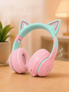 Headphone Bluetooth Nirkabel Bentuk Telinga Kucing Lucu dengan Lampu LED, Headset Lipat dan Dapat Diatur, Earphone Over-Ear Nyaman untuk Anak Perempuan, Kompatibel dengan iOS/Android untuk Bermain Game/Kelas Online - View 12