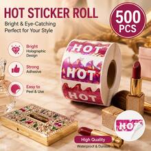 500pcs Rave Hot Stickers, Holographic Pink Music Festival Hot Labels | 2 X 1-1/5 Inch Flame Shaped Hot Stickers, Restaurant Supermarket Store Shop Warning Signs, Spicy Food - A - View 2