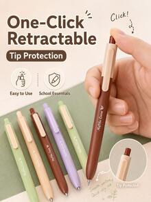 4pcs/Box Milk Tea Series Retractable Gel Pens Set, CS Tip Quick-Dry Black Ink Water-Based Pens, Cute Japanese Style Smooth Writing Pens For Students, Exam Prep, School Supplies & Office Stationery - Multiple Options Available - View 5