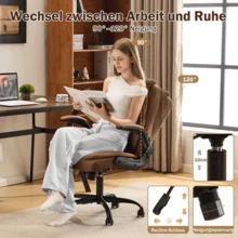The Leather Seat Also Suits The Office Chairs In A Healthy Family Work Chair With Wheels And Back Padding, Which The Administration Rotates. Also Small, Swinging Play Chairs As Well As Brown - Brown - View 2