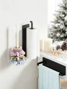 Wall-Mounted, Self-Adhesive Paper Towel Holder (Suitable For Under-Cabinet Installation) Featuring An Integrated Cling Film Cutter And Storage Shelf; Stylish, Durable, And Space-Saving-Ideal For RVs, Kitchens, Bathrooms, And Home Use. - Multicolor - View 4