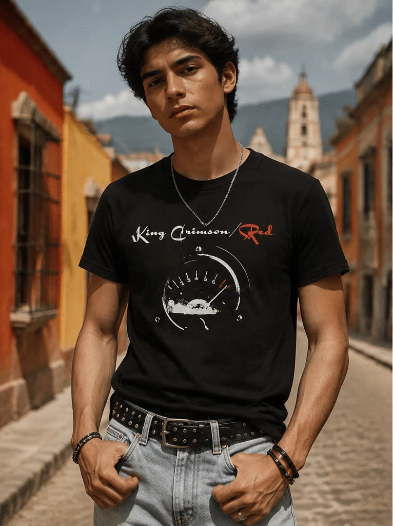 Herren T-Shirt aus 100% Baumwolle in Schwarz mit Rundhalsausschnitt, Vintage Rock-Album Musik-Meter Grafikdruck, lockeres Kurzarm-Oberteil
