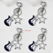 1 Set 4pcs Unisex Y2K Subculture Guitar Ins Rock Style Musical Instrument Alloy Pendant Accessories Cool Gift Bag Charm - Multicolor - View 2