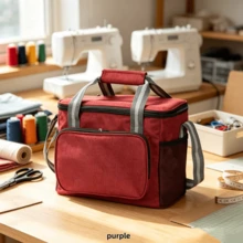 Random Style & Color One Large-Capacity Thick Fabric Sewing Machine Storage Bag With Elastic Mesh Pocket, Portable Carry Case For Brother, Singer, And Other Home Sewing Machines-Craft Supply Storage Bag - Multicolor - View 12