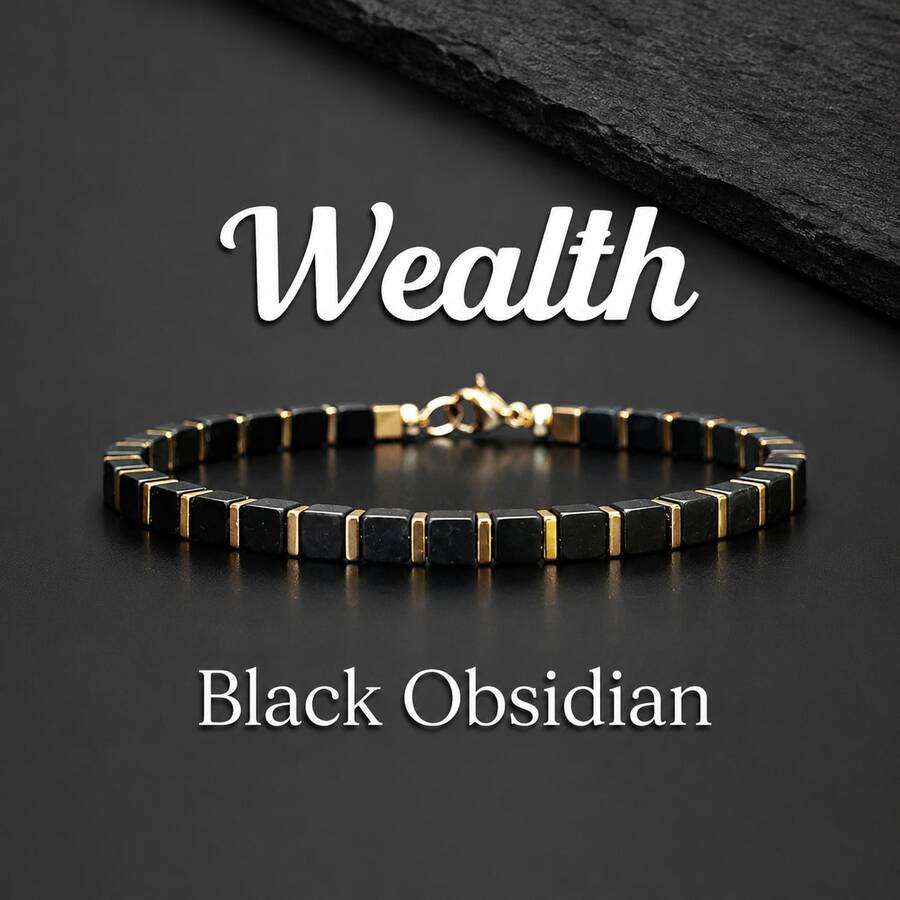 Black Beaded Wealth Bracelet, Versatile Minimalist Wrist Accessory, Ideal Gift Choice - Black - View 1