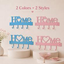 1pc Love Heart Wall Mounted Key Holder, 4-Hook Decorative Organizer With Screws For Keys, Jewelry, Lanyards, Entryway Bedroom Living Room Home Decor Storage Rack - Multicolor - View 2