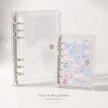 Kawaii Clear 6 Ring Binder Planner, Transparent PVC Loose Leaf Notebook Organizer With Cute Pastel Cover, A6/A5 Journal Diary Stationery For Notes & Scrapbooking - A5 - View 1