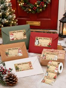Christmas Gift Tags, Christmas Gift Labels, Vintage Style Christmas Gift Decoration, Party Supplies, Wrapping Paper Decoration - Multicolor - View 3